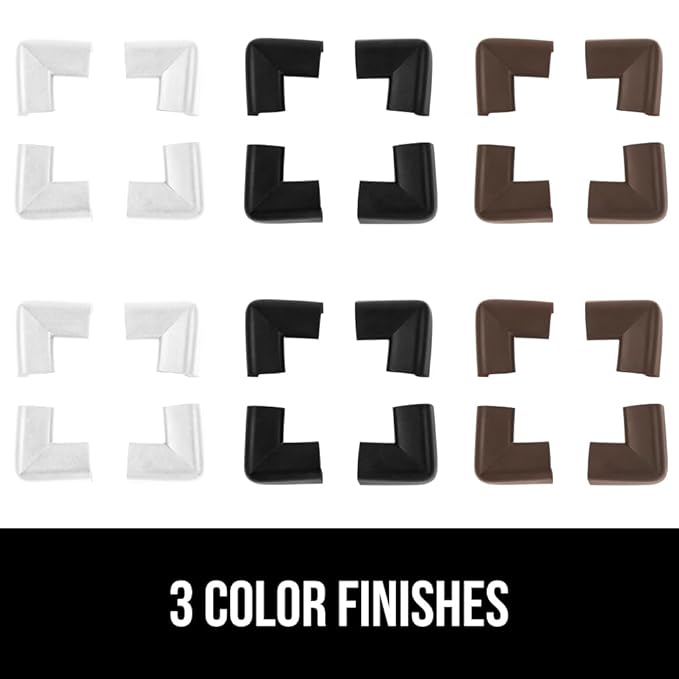 GORILLA GRIP Baby Proof Corners and Edges for Furniture, Kid Proofing Adhesive Table Corner Protectors, Heavy Duty Soft Rubber Foam Protection, Includes 8 Protective Safety Guards, 15 Feet, Black