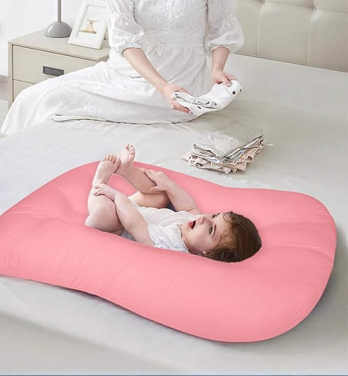 Baby Lounger for Newborn 0-18 Months, Bionic Design Infant Floor Seats & Loungers for Home and Travel, Soft Organic Cotton Baby Lounger, Newborn Babies Shower Gifts