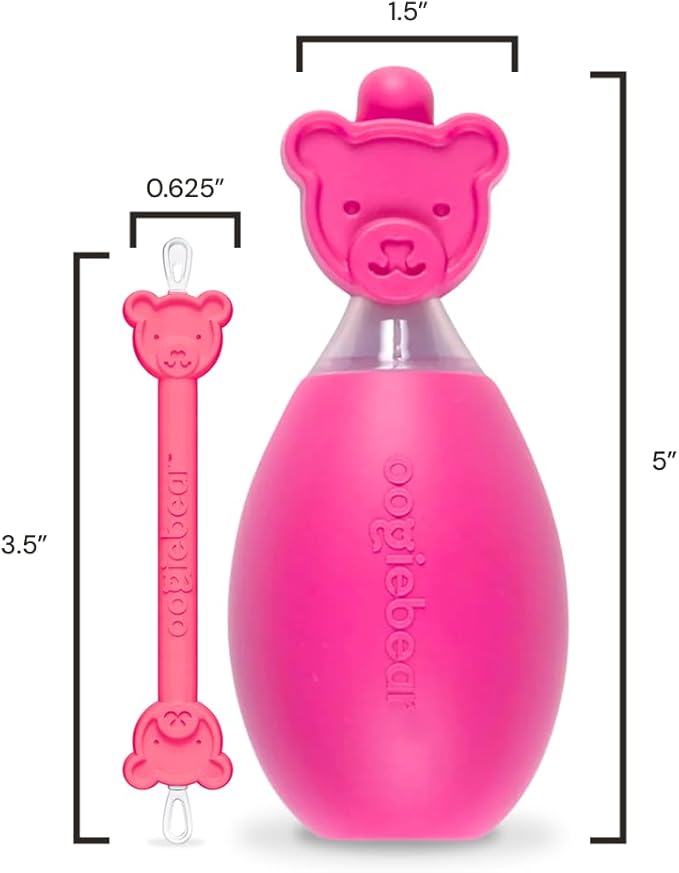 oogiebear: BearPair Baby Nose Cleaner & Ear Wax Removal Tool with Nasal Aspirator - Safe Booger & Earwax Removal for Newborns, Infants, Toddlers - Essential Baby Stuff, Diaper Bag Must-Have - Pink