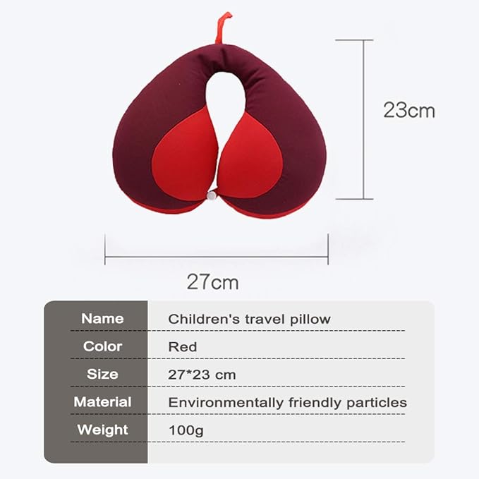 MOOB Travel Neck Pillow,Pillow for Baby Car Seat Comfortably Designed for Head, Neck, and Chin Support - Gifts for Toddler/Child/Kids,Yellow +Red