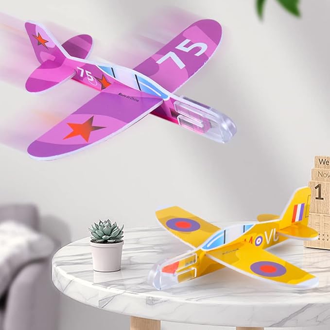 Manmel 50 Pcs Foam Gliders Planes Toys for Kids, Paper Airplane, Party Favors Goodie Bag Stuffers, Outdoor Flying Toys, Bulk for Classroom Prizes Boys and Girls
