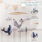 EERKEOD Baby Crib Mobile Ocean Nursery Mobile for Boys Girls Handmade Felt Mobile for Crib Nursery Decor for Infant Bedroom Hanging Baby Mobile for Bassinet Newborn Baby Gift（Whales）