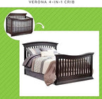 Full-Size Conversion Kit Bed Rails for Sorelle Convertible Cribs - Solid Wood Rail - Toddler and Adult Bed Rail for Full-Size Beds - Essential Nursery & Baby Furniture (Model #215, Espresso)