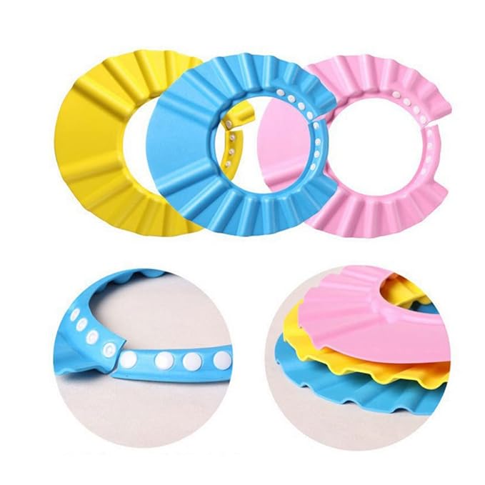 Baby Bath Soft Cap Adjustable Soft Bath Cap Shampoo Protection Products for Baby Kids Child Shower 3PCS