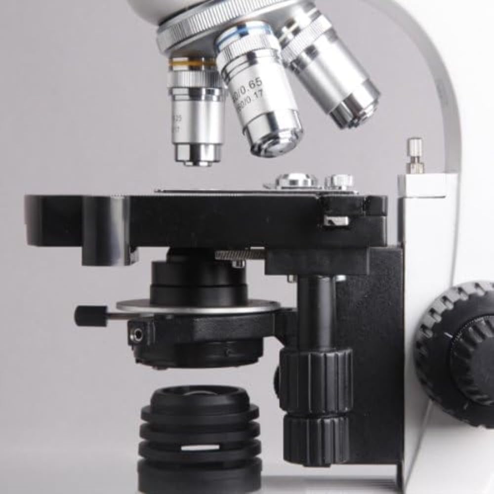AmScope T360B-5M Digital Trinocular Compound Microscope, 40X-2000X Magnification, WF10x and WF20x Eyepieces, Brightfield, LED Illumination, Abbe Condenser, Double-Layer Mechanical Stage, Includes 5MP Camera with Reduction Lens and Software