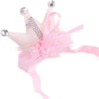1st Birthday Crown Headband for Baby Girls - Gold/Pink Glitter Mini Crown