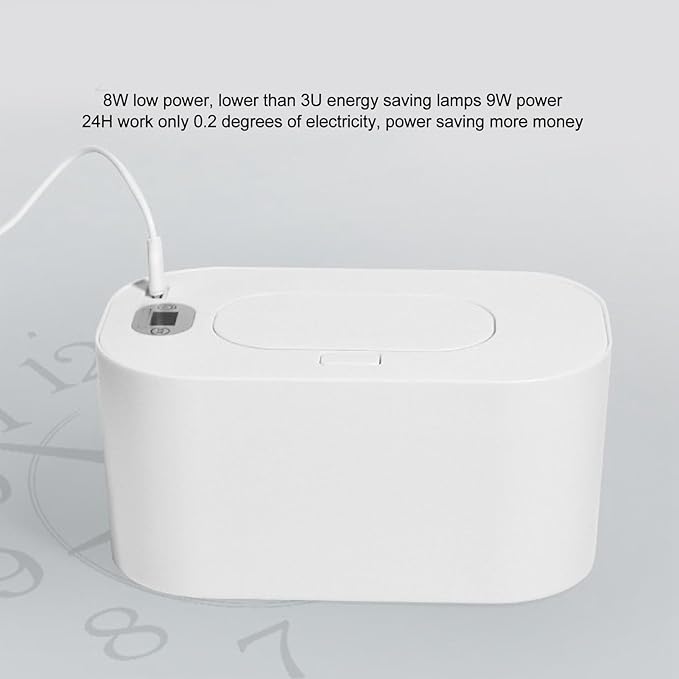 Portable Wipes Warmer with Night Light, Temperature Control, Moisturizing and Heat Preservation, USB Powered, Multifunctional Wipes Holder Dispenser for Baby, Wet Wipes, Tissues