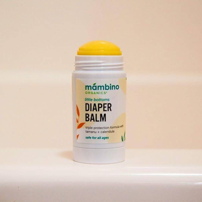 Mambino Organics Little Bottoms Diaper Balm, New & Improved Ointment Rash Cream for Diaper Rash, Calendula - Oatmeal, Cruelty-Free, 0.63 Ounces