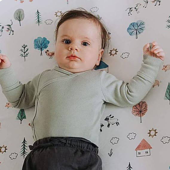 Baby Changing Pad Cover 2-Pack for Boys, Girls (Farm Animals) - Premium Fitted Sheets Baby Diaper Changing Table Cover - Buttery Soft Cotton Blend