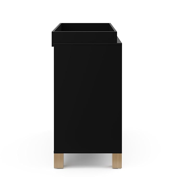 Storkcraft California 3-Drawer Chest with Removable Changing Topper (Black with Driftwood) – GREENGUARD Gold Certified, Interlocking Drawer System, Pre-Installed Tracks, Easy Assembly