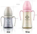 GROSMIMI Spill Proof no Spill Magic Sippy Cup with Straw with Handle for Baby and Toddlers, Customizable, PPSU, BPA Free 6 oz (Beige)