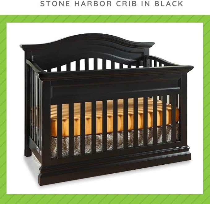 Full-Size Conversion Kit Bed Rails for Westwood Design Convertible Cribs - Solid Wood Rail - Toddler and Adult Bed Rail for Full-Size Beds - Essential Nursery & Baby Furniture (Black, Option 1)