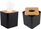 MOCHTERO Tissue Box Cover,Tissue Holders,Tissue Box Holder for Bathrooms,Bamboo Cover Plate,Home and Office,5 * 5 * 5.4in (Black)