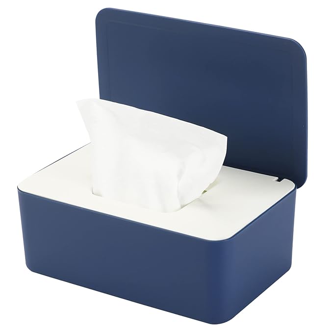 NOVWANG Wipes Dispenser, Baby Wipe Holder, Keeps Wipes Fresh, Refillable Wipe Container Baby Wipes Case for Bathroom Wipes Pouch Case, Deep Blue