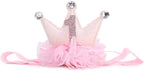 1st Birthday Crown Headband for Baby Girls - Gold/Pink Glitter Mini Crown
