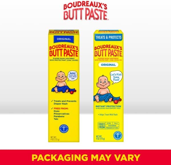 Boudreaux's Butt Paste Original Diaper Rash Cream, Ointment for Baby, 4 Oz (Pack of 5)