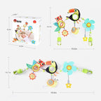 Koty Baby Stroller Arch Toy with Teether, Rattle, Crinkle Sound, Mirror & Music Box, Newborns Sensory Activity Carrier Take-Along Toy, Adjustable for Bouncers, Car Seat & Pram 0M+(Toucan)
