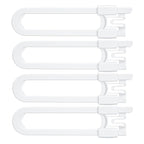Vmaisi Baby Sliding Cabinet Locks - 4 Pack Adjustable U Shaped Child Safety Locks,Childproof Latches for Kitchen Bathroom Storage Cupboards Doors, Handles and Knobs White (4)