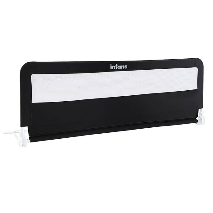 INFANS Bed Rail for Toddlers, 59" Foldable Safety Baby Crib Rail Fit for Kids Twin, Extra Long Swing Down Bed Guardrail for Convertible Crib, Queen, Full, King Mattress Side Guard (Black)