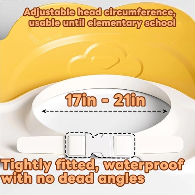 Baby Shower Cap - Waterproof Bath Visor for Toddlers 1-3 Years, Extra Soft Silicone Hair Washing Hat for Kids, Keep Water Out of Eyes(Animal Design) (Yellow)