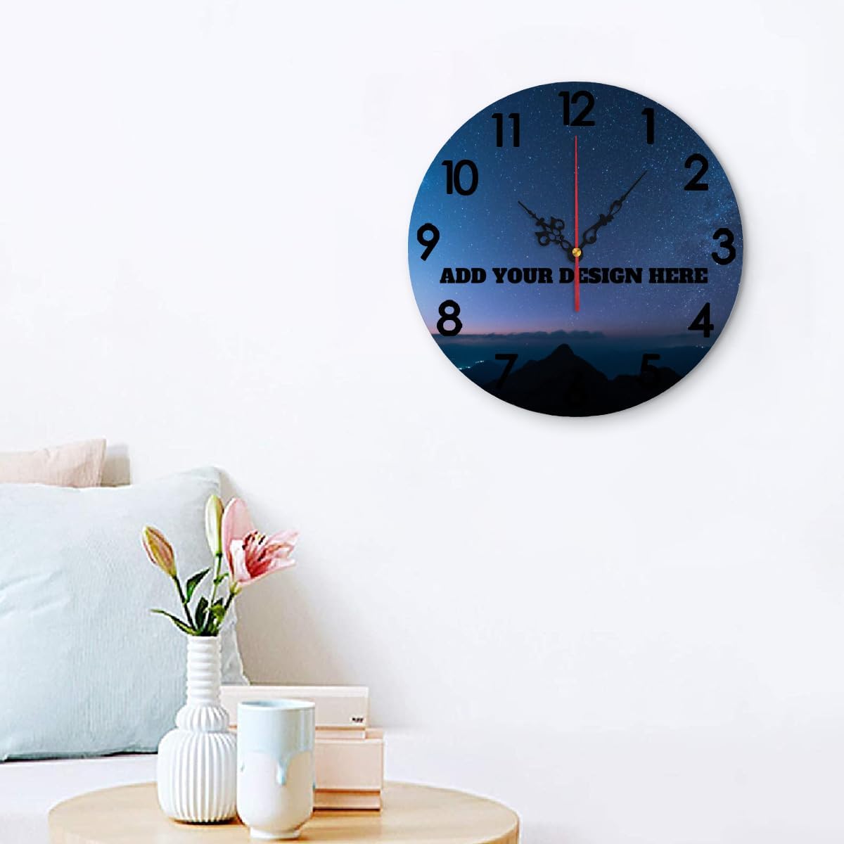 Generic Custom Wall Clock Personalized Picture Hanging Time Clocks Silent Non Ticking Round Decoration for Kitchen Wedding Friend Family Lover, 12x12Inch