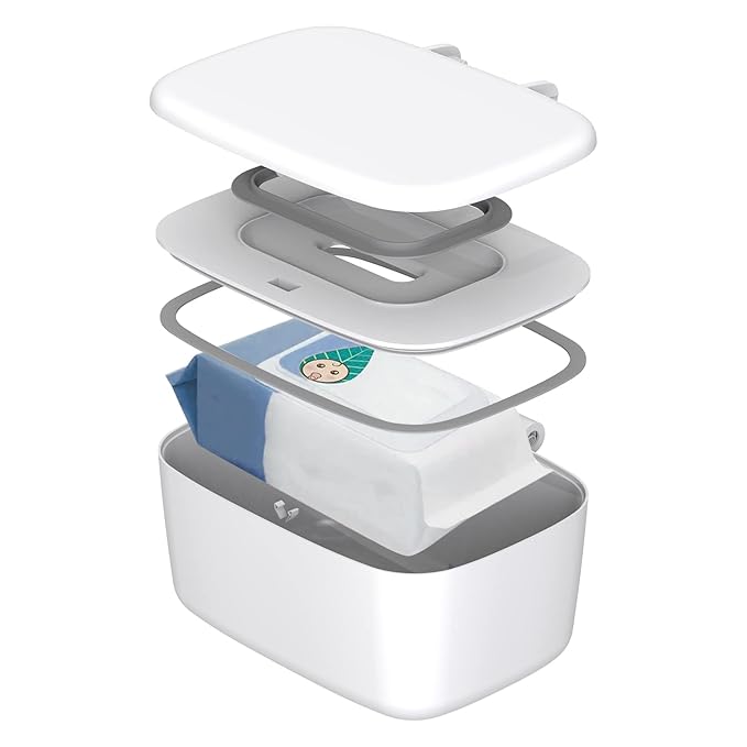 Zdolmy Wipes Dispenser, Wipe Holder for Baby, Refillable Wipe Container, Portable Press to Open, Non-Slip