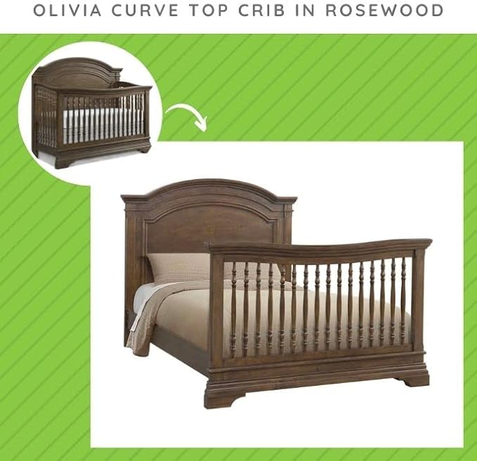 Full-Size Conversion Kit Bed Rails for Westwood Design Convertible Cribs - Solid Wood Rail - Toddler and Adult Bed Rail for Full-Size Beds - Essential Nursery and Baby Furniture (Rosewood, Option 1)