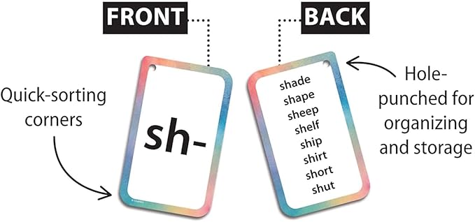 Teacher Created Resources Initial Consonants, Blends & Digraphs Flash Cards (EP62044) 3-1/8" x 5-1/8"