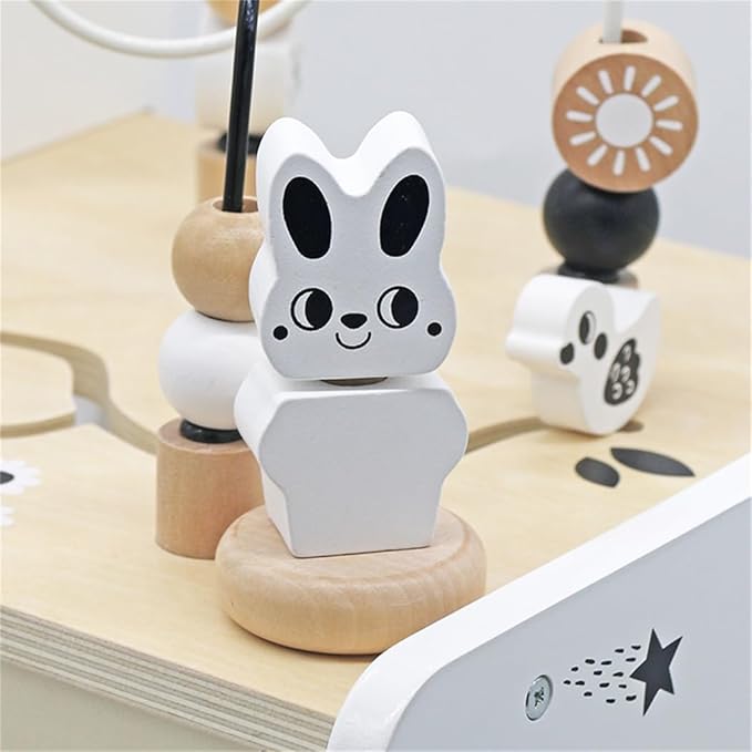 Wooden Baby Walker - 5in1 Montessori Activity Cubes, Baby Push Walker for Toddler, 1+ Year Old Boy Girl | Sorting & Stacking Toys, Bead Mazes & Counting Toys