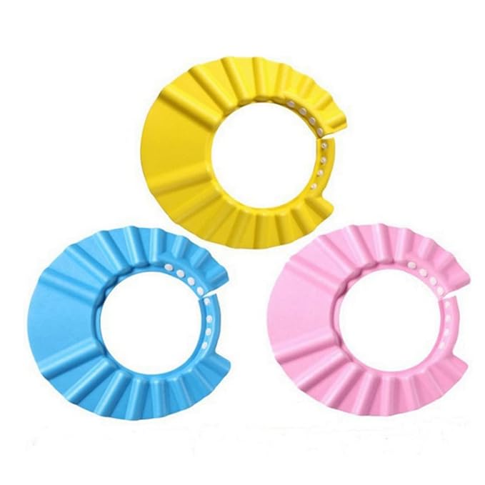Baby Bath Soft Cap Adjustable Soft Bath Cap Shampoo Protection Products for Baby Kids Child Shower 3PCS