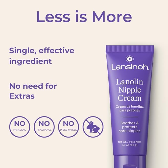 Lansinoh Lanolin Nipple Cream Safe for Breastfeeding Baby, 100% Natural Nipple Butter for Mom, Breastfeeding Essentials, 1.41 Ounces (2 Pack)
