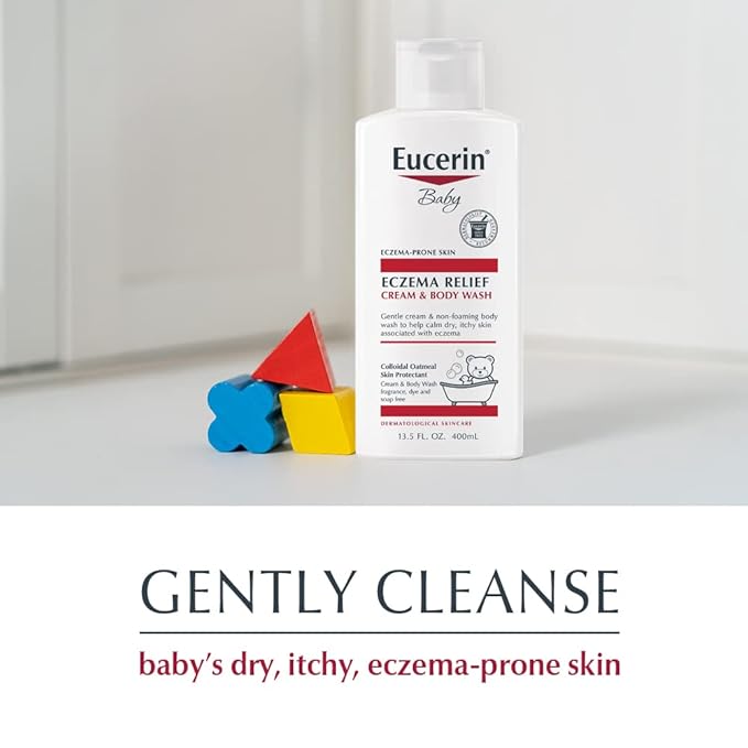 Eucerin Baby Eczema Relief Cream Body Wash, Fragrance Free Eczema Body Wash for Babies with Colloidal Oatmeal, 13.5 Fl Oz Bottle