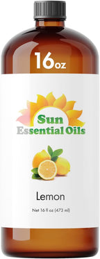 Sun Essential Oils - Lemon Essential Oil 16 oz for Cleaning, Diffuser, Humidifier & Aromatherapy Body Massage, Lemon Fragrance Scent for Home Candle Making