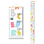 Colorful Alphabet Growth Chart for Kids Baby Height Chart Ruler Removable Canvas Wooden Frame Hanging Wall Rulers Measurement Charts for Toddler Room Nursery Decor - 79"X7.9" with Beige Wood