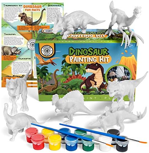 STEM.org Dinosaur Painting Kit for Kids with Dino Trivia-Dinosaur Crafts for Kids Ages 3-5 + w/ 2 T-Rex Set - Screen Free, Educational Gifts for Boys