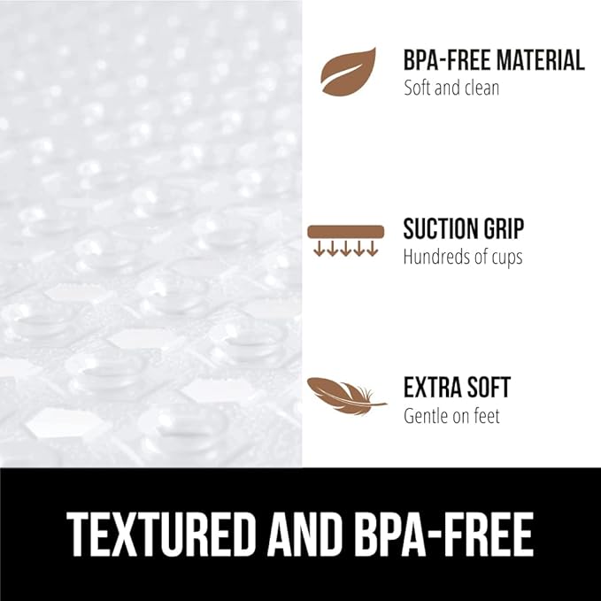 GORILLA GRIP Patented Square Shower Stall Mat, Small Bathtub Floor Mats for Stand Up Showers with Suction Cups and Drainage Holes, Machine Wash, Soft on Feet, Bathroom Accessories 21x21 Inch, White