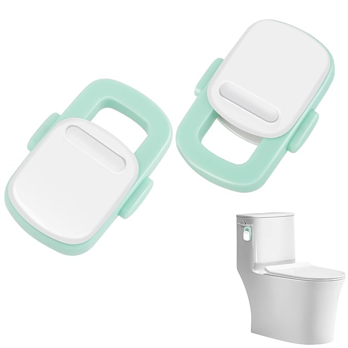 Baby Proofing Toilet Locks, Child Safety Toilet Lock,Toilet Flush Child Safety Lock with Round Button,Toilet Locks for Toddlers Kids Children,Strong Adhesive Toilet Lock for Bathroom Washroom(2pcs)