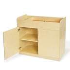 Monläurd® Wooden Diaper Changing Table with Storage – Baby Changing Station with Safety Guardrails & Double Doors, Durable Birch Wood Organizer for Nursery, Daycare & Home