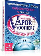 Mentholated Nasal Dilators for Breathing, Congestion, and Snoring - 14 Count Dual-Action Nose Inserts for Daytime and Nighttime Use - Hidden Nostril Opener Clips Last Up to 12 Hours - Cinnamon