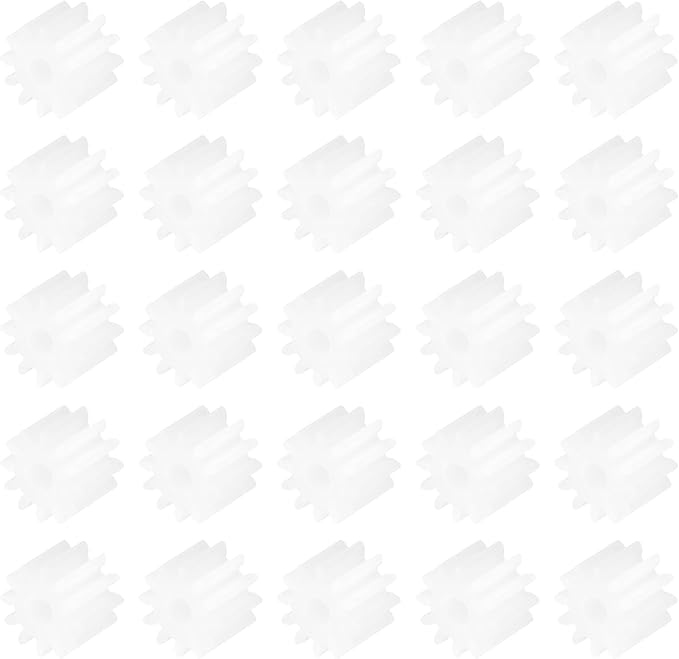 MECCANIXITY 30 Pcs Plastic Gears 12 Teeth Plastic Motor Gear Model 122A Reduction Gear for RC Car Model DIY Robot (White, Module 0.5)