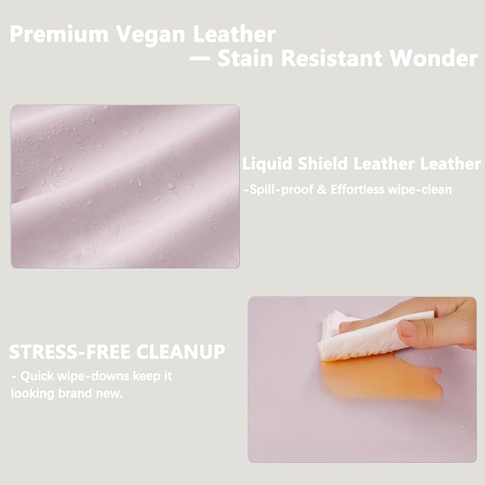 Vegan Leather Changing Pad Cover with Zipper - 31"X 16" - Waterproof Wipeable, Extra Thick & Portable & Non-Slip Diaper Mat - Fits Standard Changing Tables (Pink)