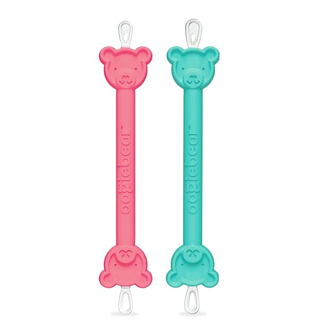 oogiebear: Baby Nose Cleaner & Ear Wax Removal Tool - Safe Booger & Earwax Removal for Newborns, Infants, Toddlers - Dual-Ended - Essential Baby Stuff, Diaper Bag, Raspberry & Seafoam with case