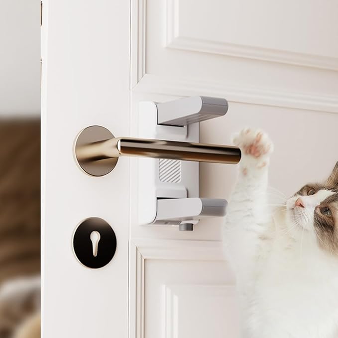 YEYA Upgrade Child Safety Door Handle Lock, White Universal Fit Lever Locks with 3M Adhesive, 2-Pack Toddler Proof Safety Locks for Indoor Doors, Easy Installation No Tools Required