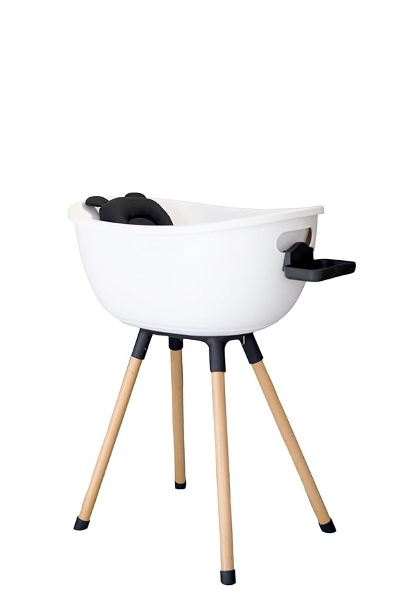 Luxury Baby Bathtub with Wooden Stand – 3-Stage Convertible, Ergonomic & Back-Saving Design