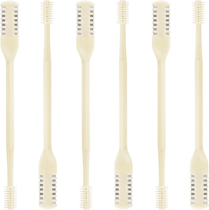 6 Pcs 2-in-1 Nasal Cutter, Upgrade Double Sided Nose Knife, 360 Nostril Hair Remover Tool, Trimmer for Men, Women, Soft Cleaning Brush (Cream)