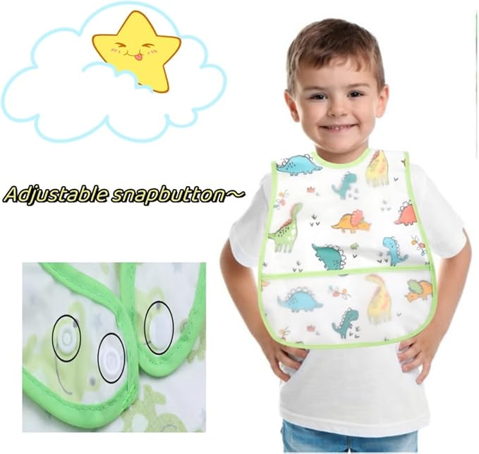 Baby bibs Waterproof Toddler bib - Feeding bib with Pocket for Infant Boy Girl Washable 6-36M