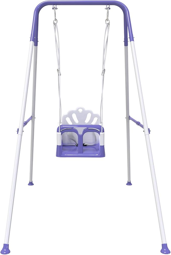 Taleco Gear Foldable Toddler Swing Set, Indoor & Outdoor Baby Swing, Kids Swing Set for Backyard, Safe and Durable Design, Grow with Your Child (Purple)