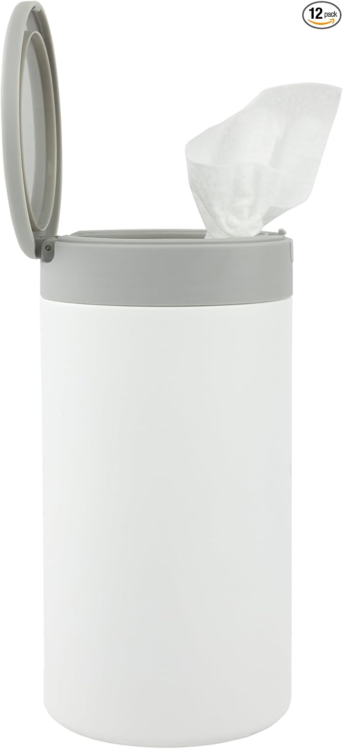 Spectrum Disinfecting Wipes Container with Push Button Lid - Refillable Dispenser for Bathroom, Kitchen, Classroom, Countertop, & Home - Stainless Steel & Rust-Resistant Disinfectant Wipes Holder