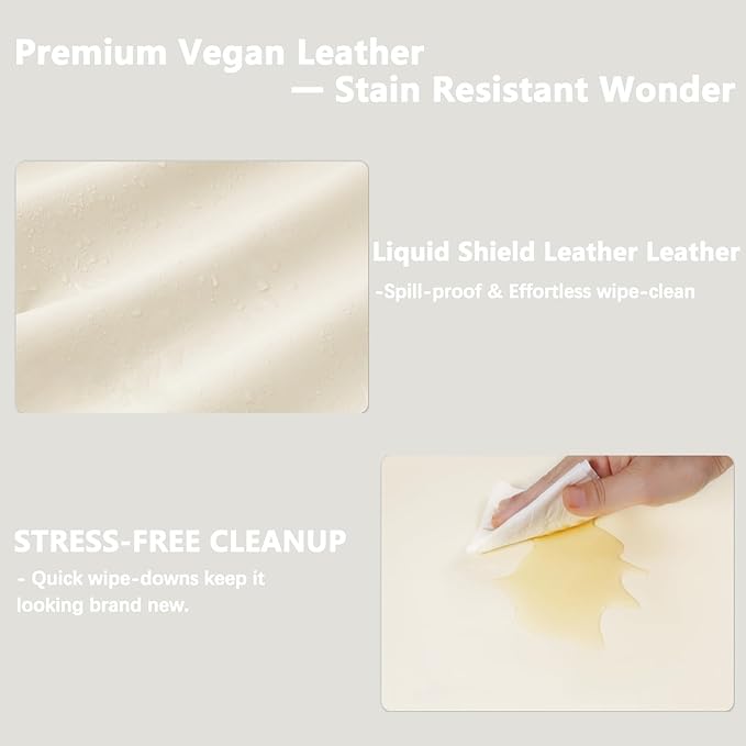 Vegan Leather Changing Pad Cover - 31"X 16" - Waterproof Wipeable, Extra Thick & Portable & Non-Slip Diaper Mat - Fits Standard Changing Tables for Baby Boy Girl (White)