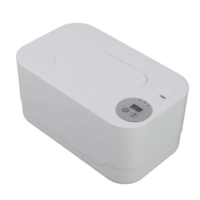 Portable Wipes Warmer with Night Light, Temperature Control, Moisturizing and Heat Preservation, USB Powered, Multifunctional Wipes Holder Dispenser for Baby, Wet Wipes, Tissues